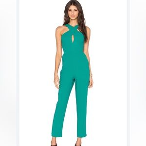 BCBGeneration skinny leg jumpsuit in True Emerald Green
